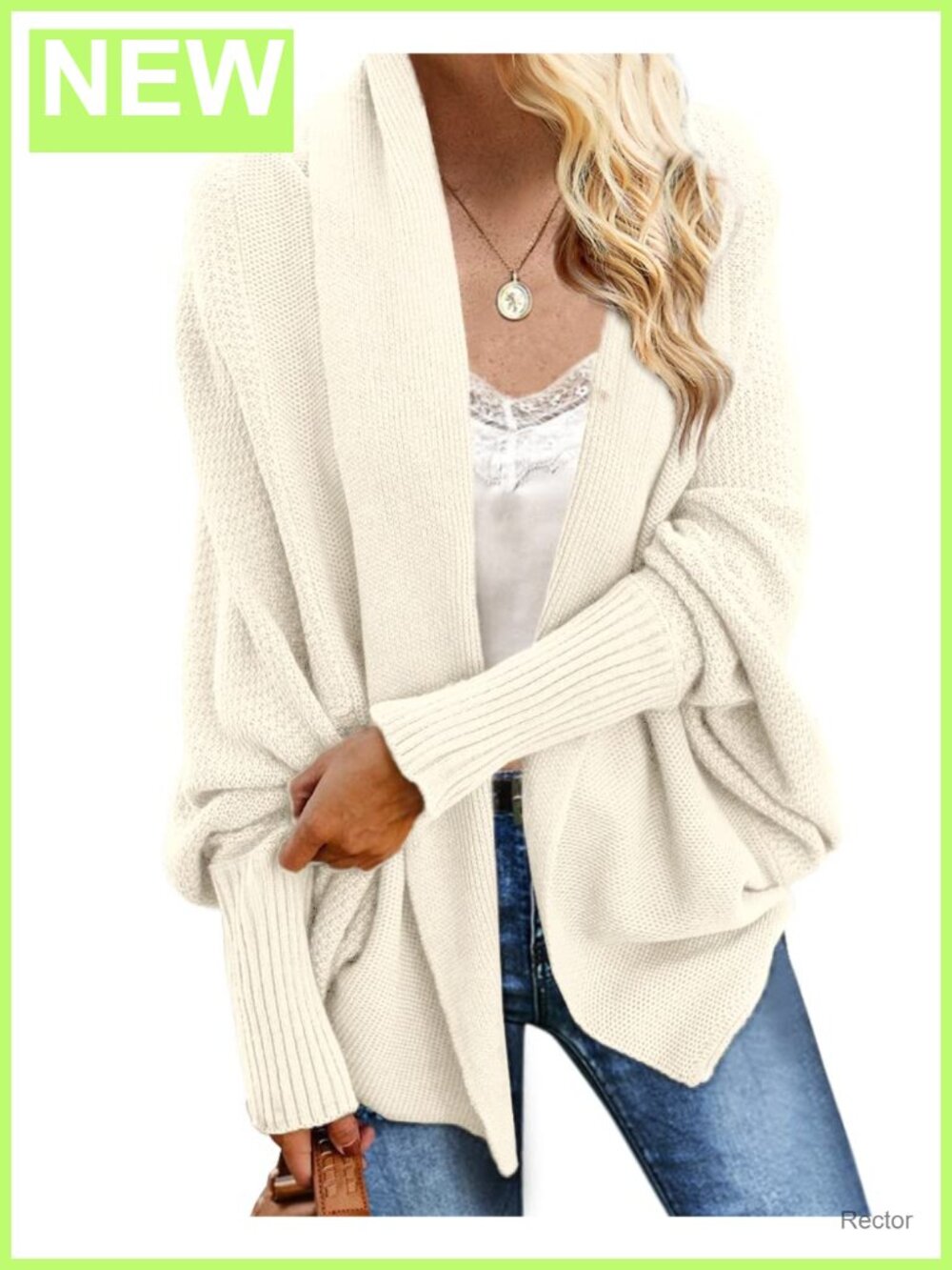 Batwing Cable Knit Oversized Wrap Cardigan Sweater